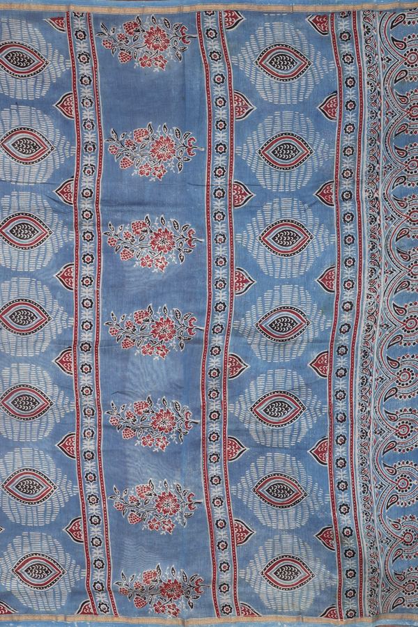 Chanderi Silk Cotton Saree In Brown With Printed Design