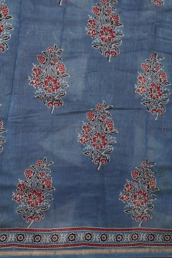 Chanderi Silk Cotton Saree In Brown With Printed Design