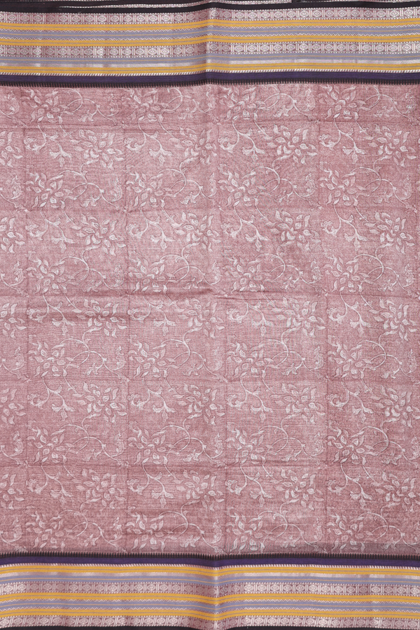 Chanderi Silk Cotton Saree In Brown With Printed Design