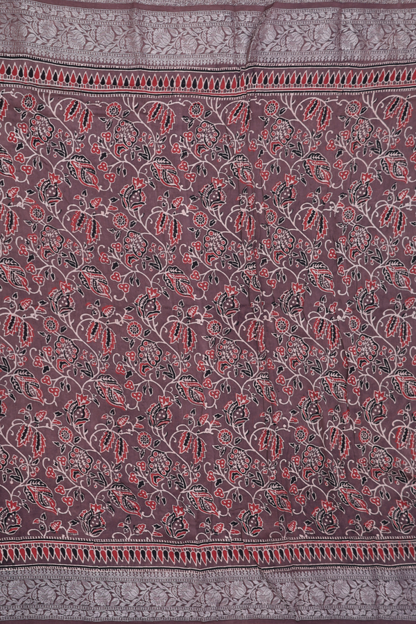 Chanderi Silk Cotton Saree In Brown With Printed Design