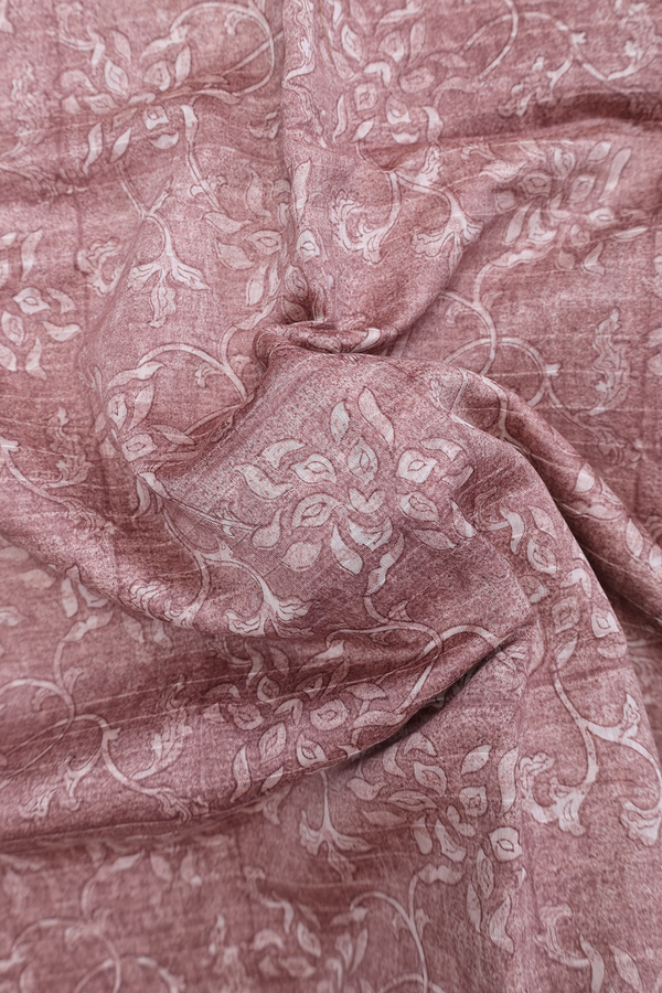 Chanderi Silk Cotton Saree In Brown With Printed Design