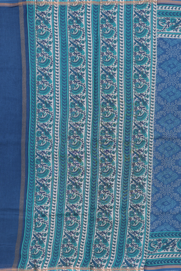 Chanderi Silk Cotton Saree In Capri Blue With Allover Design