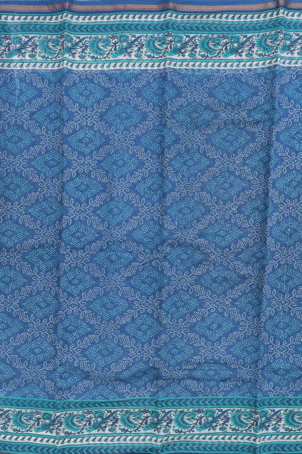 Chanderi Silk Cotton Saree In Capri Blue With Allover Design