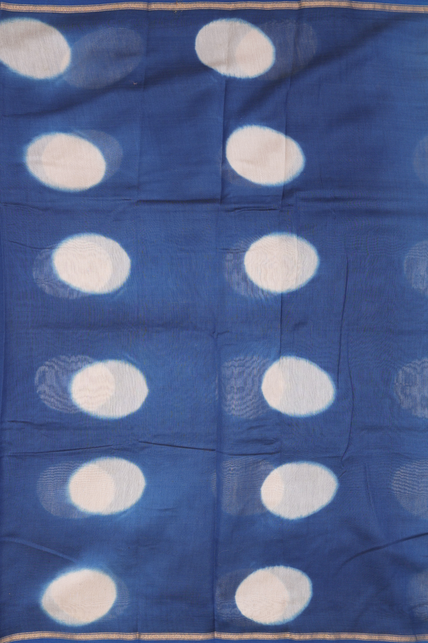 Chanderi Silk Cotton Saree In Capri Blue With Circle Design