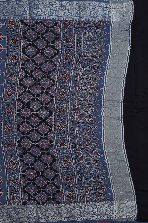 Chanderi Silk Cotton Saree In Capri Blue With Printed Design