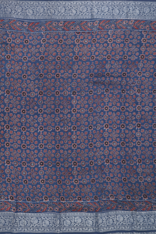 Chanderi Silk Cotton Saree In Capri Blue With Printed Design