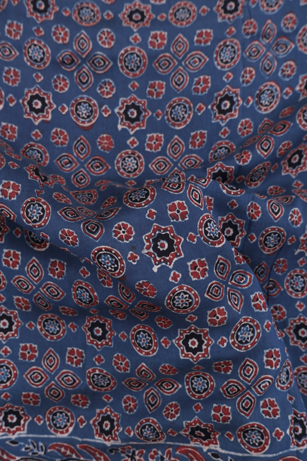 Chanderi Silk Cotton Saree In Capri Blue With Printed Design