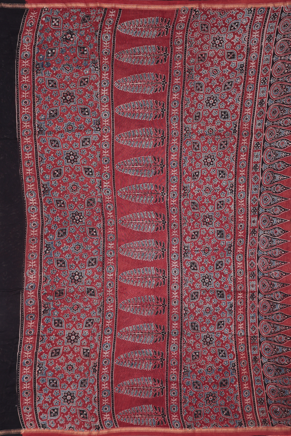 Chanderi Silk Cotton Saree In Cocoa Brown With Ogee Design