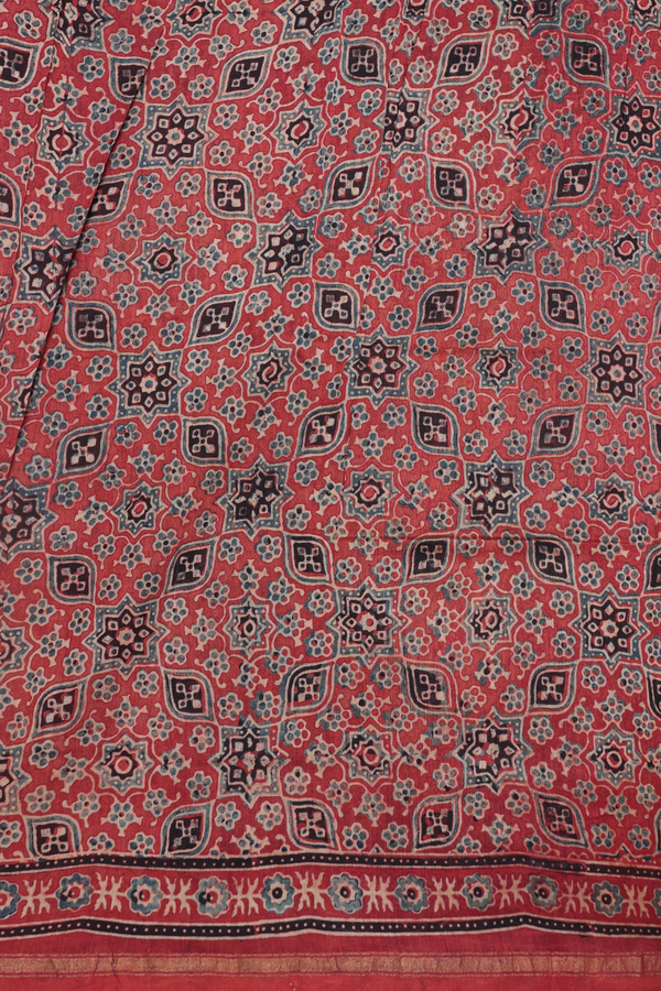 Chanderi Silk Cotton Saree In Cocoa Brown With Ogee Design