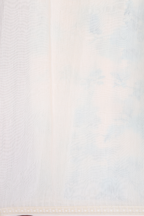 Chanderi Silk Cotton Saree In Egg White With Floral Printed