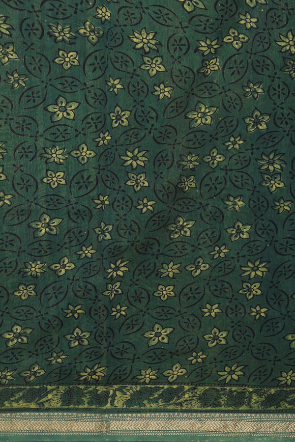 Chanderi Silk Cotton Saree In Fern Green With Allover Design