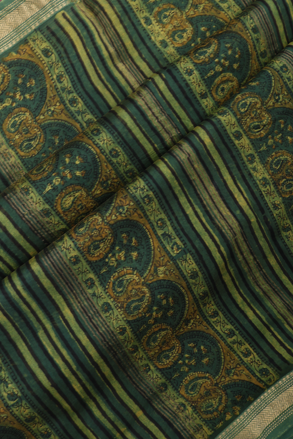 Chanderi Silk Cotton Saree In Fern Green With Allover Design