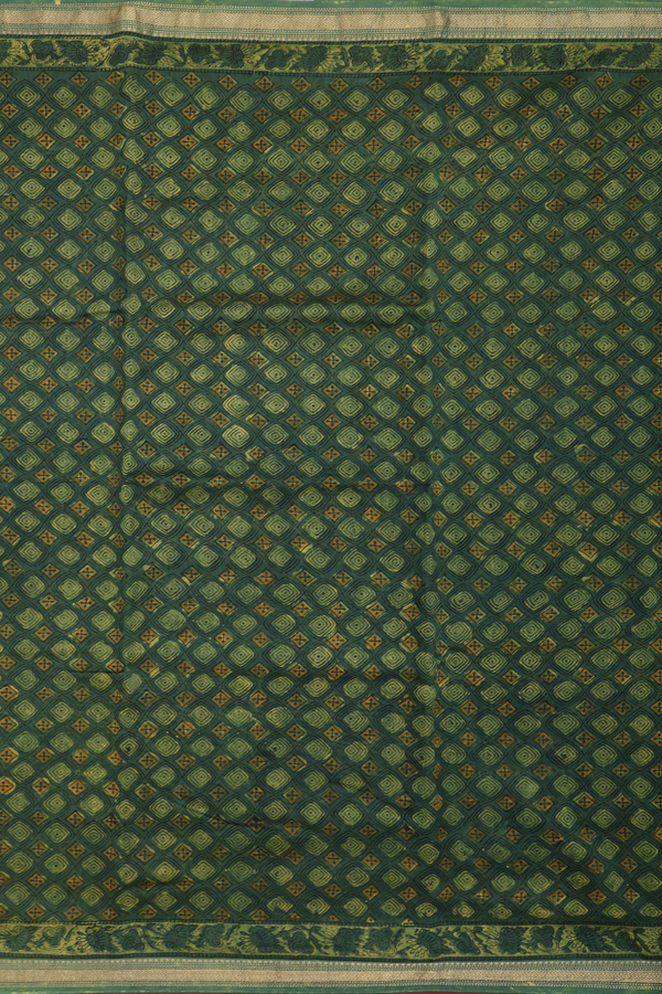 Chanderi Silk Cotton Saree In Fern Green With Allover Design