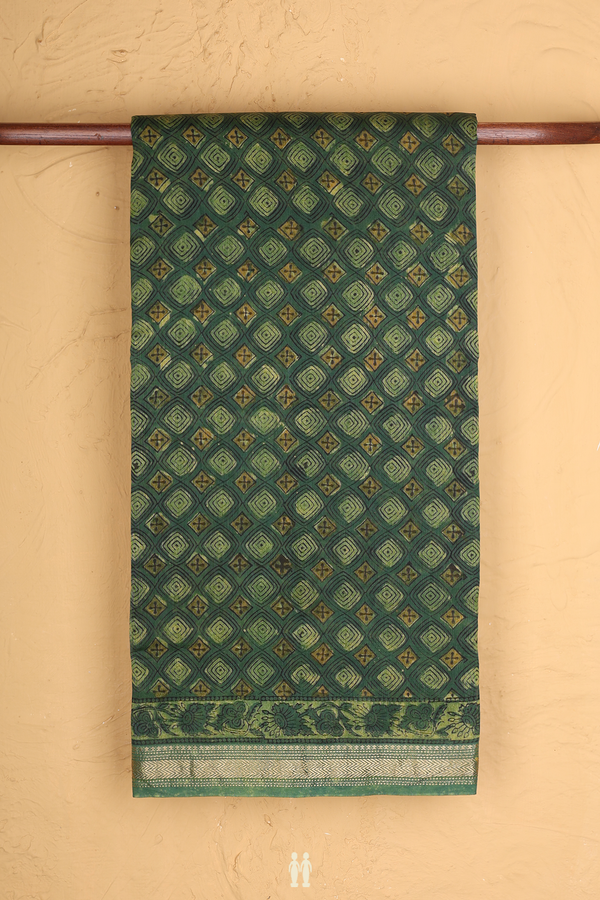 Chanderi Silk Cotton Saree In Fern Green With Allover Design