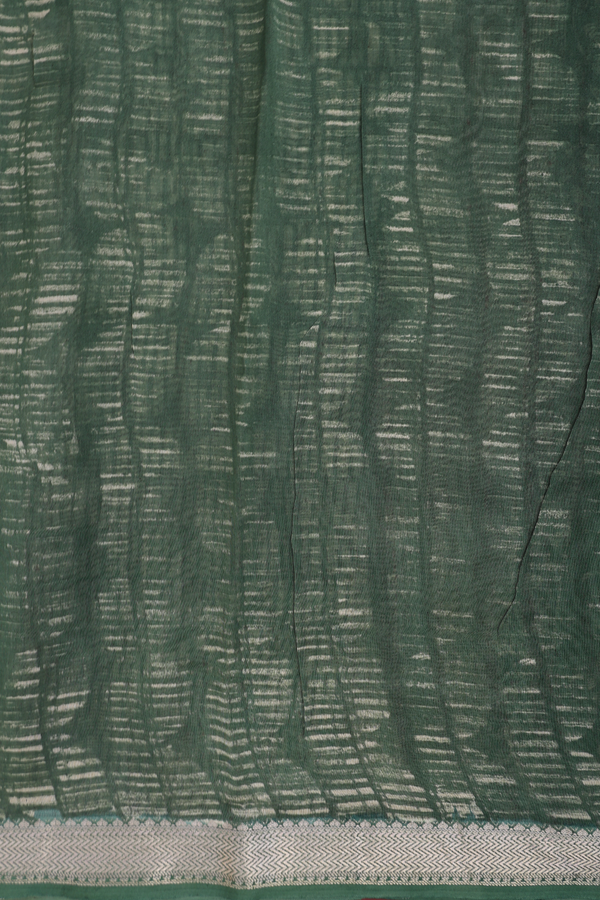 Chanderi Silk Cotton Saree In Fern Green With Floral Buttas