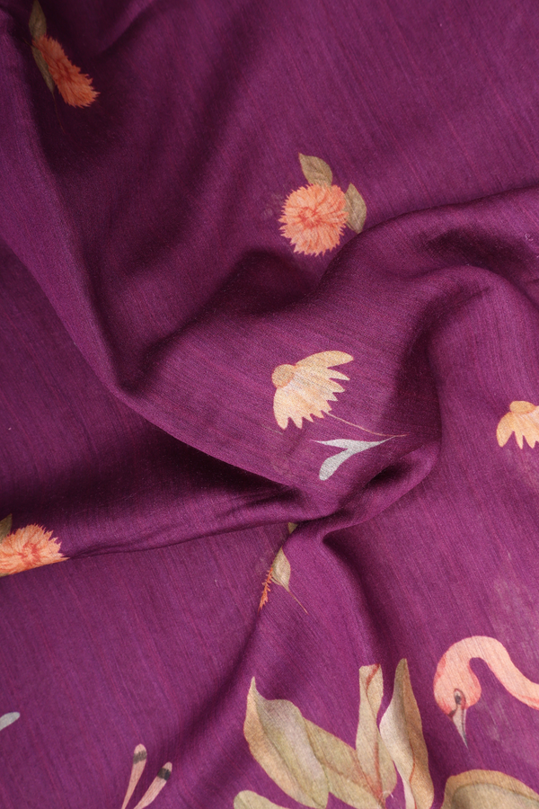 Chanderi Silk Cotton Saree In Grape Purple With Floral Buttas