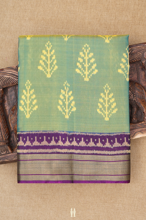 Patola Silk Saree In Green With Tree Design