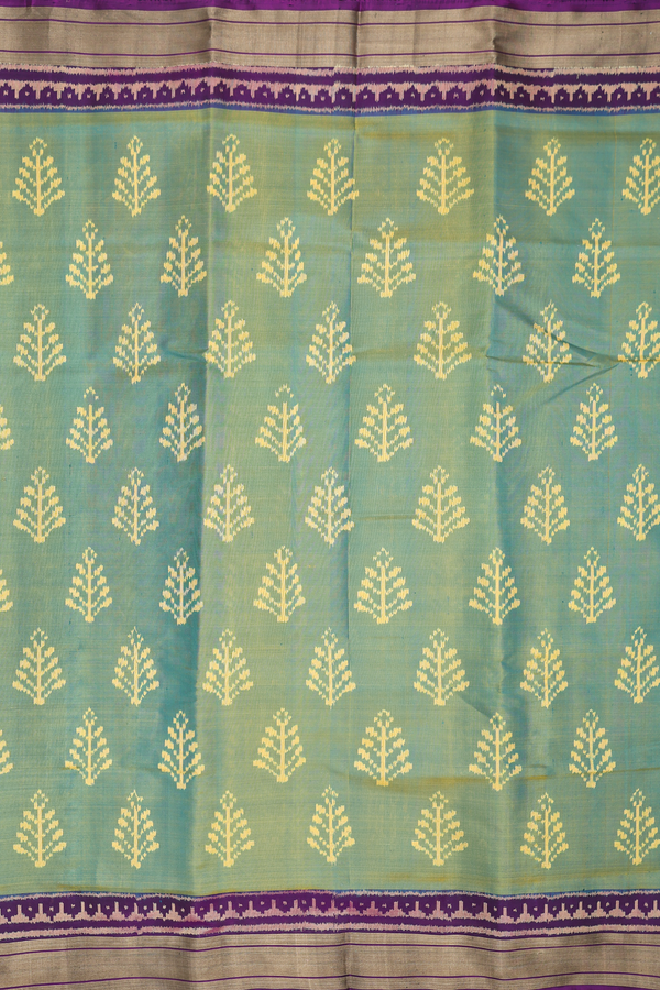 Patola Silk Saree In Green With Tree Design