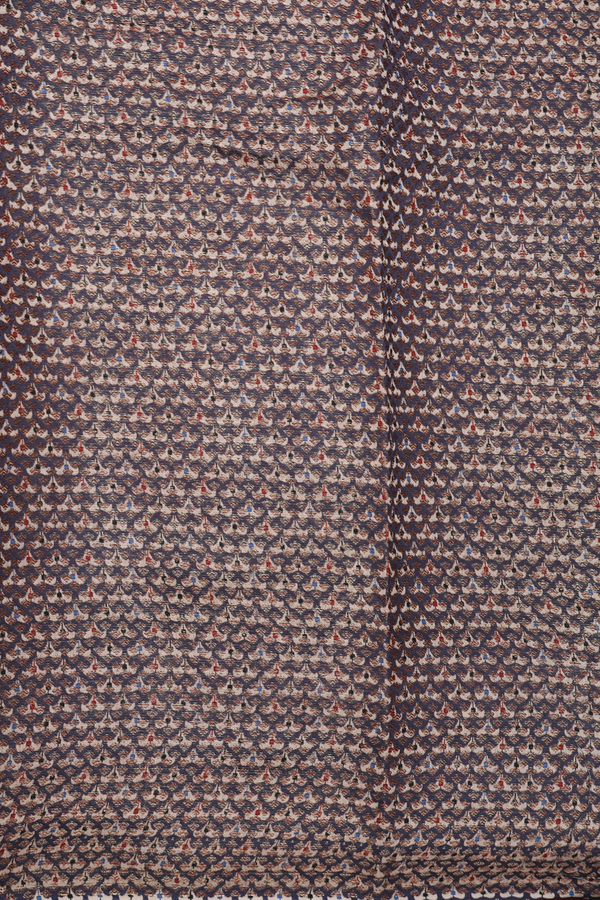 Chanderi Silk Cotton Saree In Grey With Printed Design