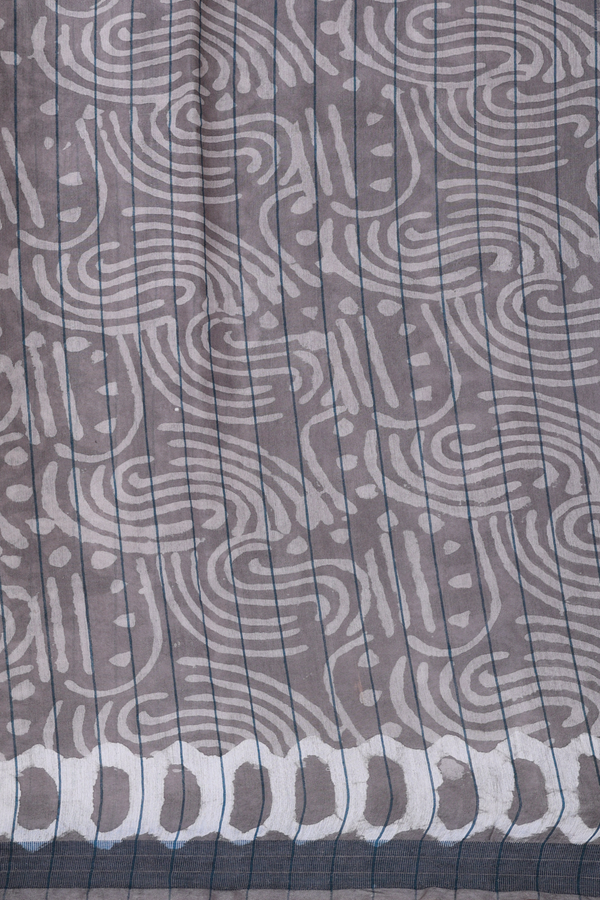 Chanderi Cotton Saree In Grey With Printed Design