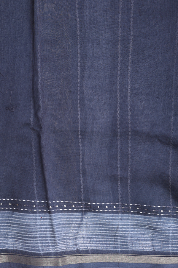 Chanderi Silk Cotton Saree In Grey With Shibori Design