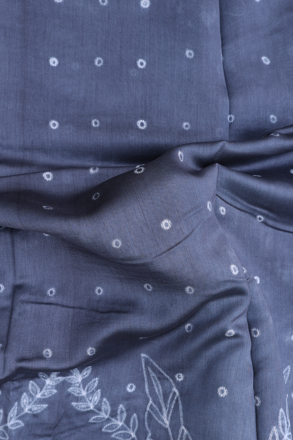 Chanderi Silk Cotton Saree In Grey With Shibori Design