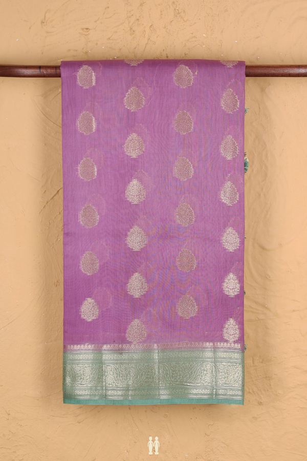 Chanderi Silk Cotton Saree In Lavender With Floral Buttas