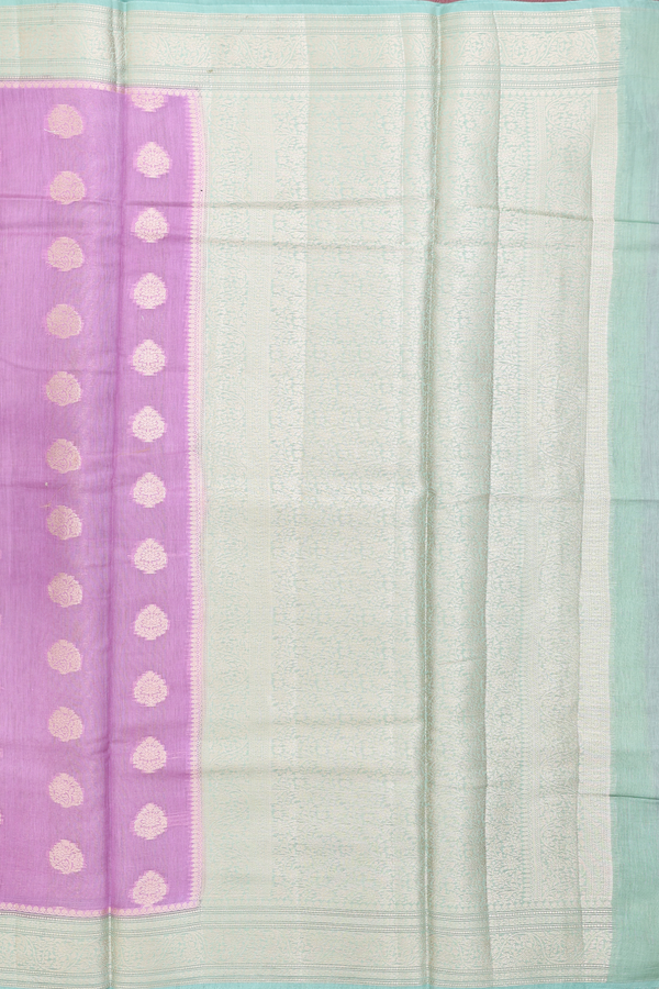 Chanderi Silk Cotton Saree In Lavender With Floral Buttas