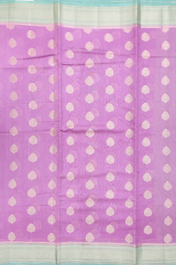 Chanderi Silk Cotton Saree In Lavender With Floral Buttas