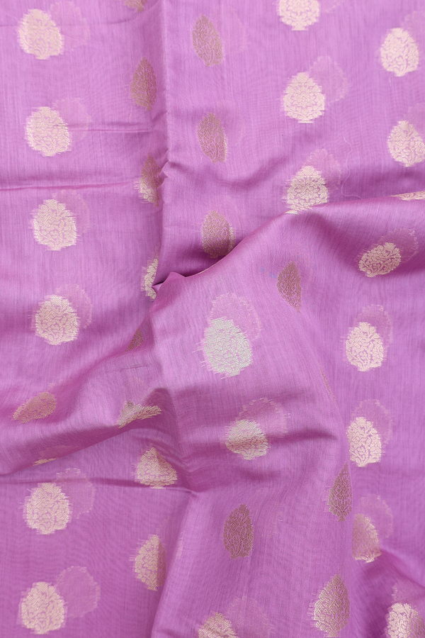 Chanderi Silk Cotton Saree In Lavender With Floral Buttas