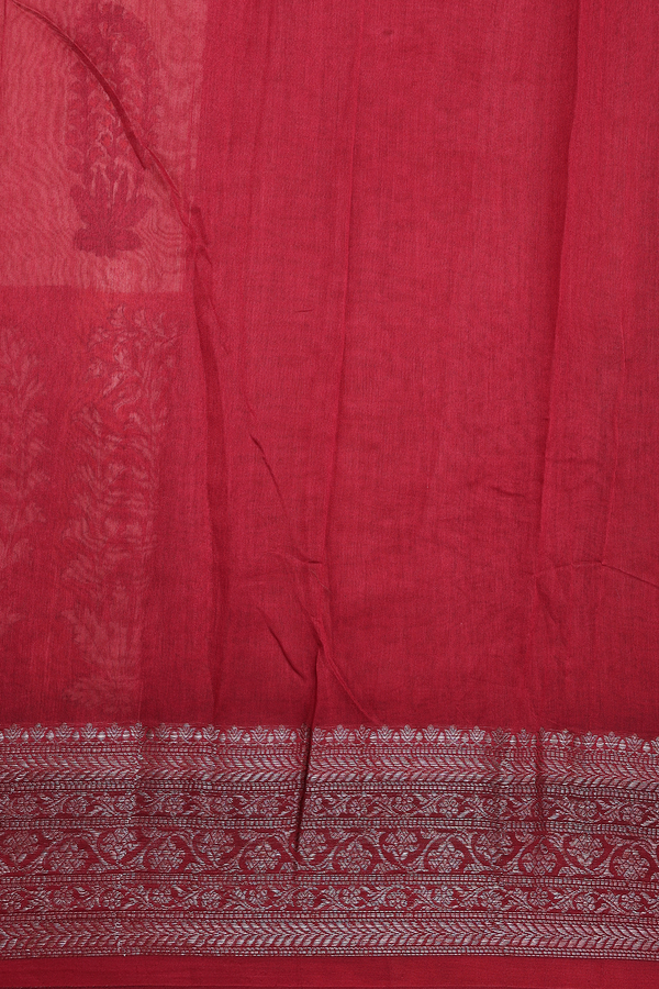 Chanderi Silk Cotton Saree In Light Brown With Floral Design
