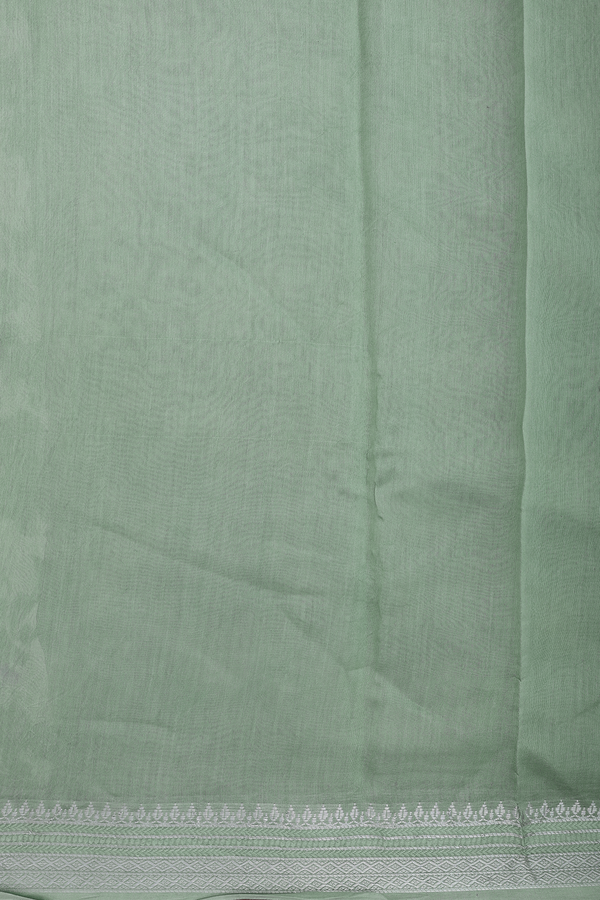 Chanderi Silk Cotton Saree In Dusty Green With Floral Design