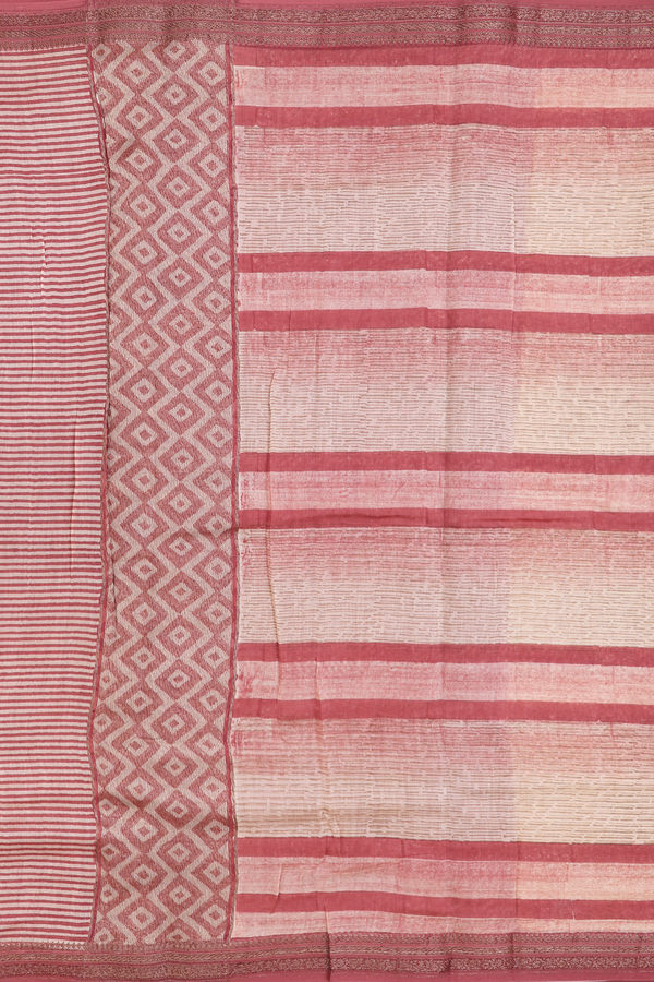 Chanderi Silk Cotton Saree In Mulberry And Brown With Stripes