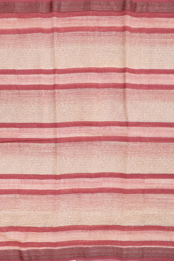 Chanderi Silk Cotton Saree In Mulberry And Brown With Stripes
