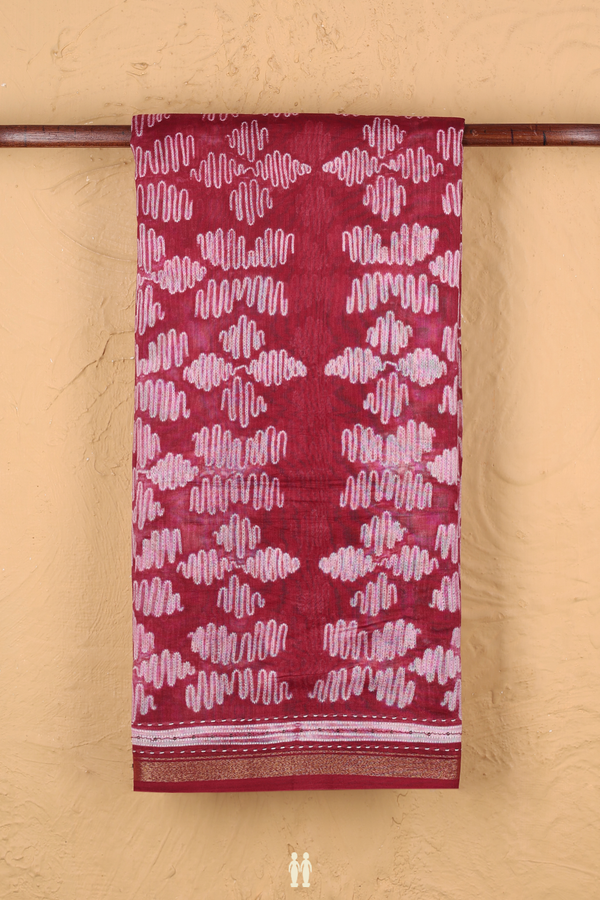Chanderi Silk Cotton Saree In Mulberry With Shibori Design