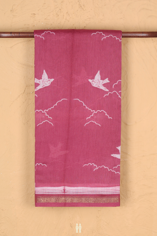 Chanderi Silk Cotton Saree In Mulberry With Shibori Design
