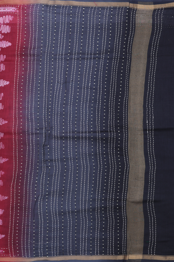 Chanderi Silk Cotton Saree In Mulberry With Shibori Design