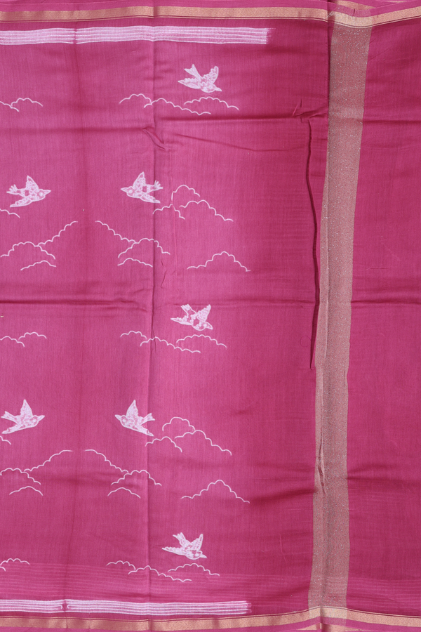 Chanderi Silk Cotton Saree In Mulberry With Shibori Design
