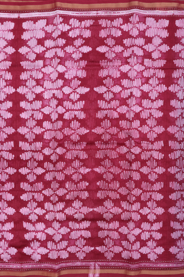 Chanderi Silk Cotton Saree In Mulberry With Shibori Design