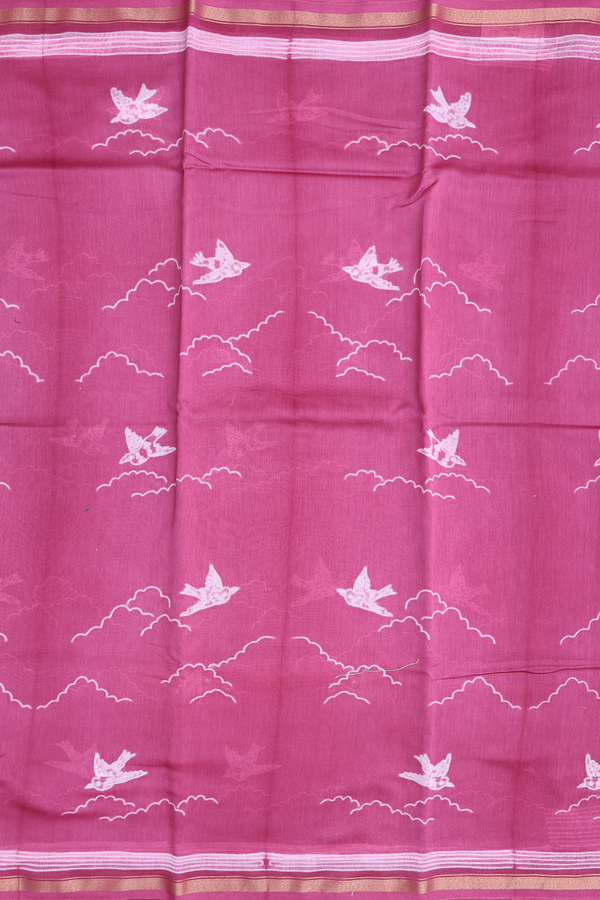 Chanderi Silk Cotton Saree In Mulberry With Shibori Design