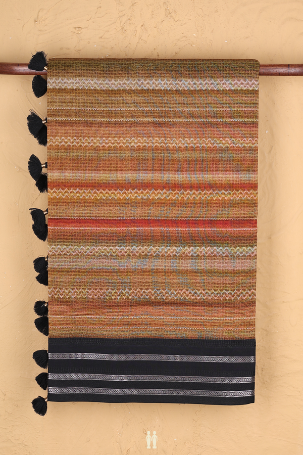 Chanderi Silk Cotton Saree In Multicolor With Stripes Design