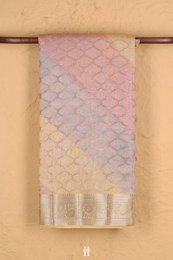 Chanderi Silk Cotton Saree In Multicolor With Scallop Design