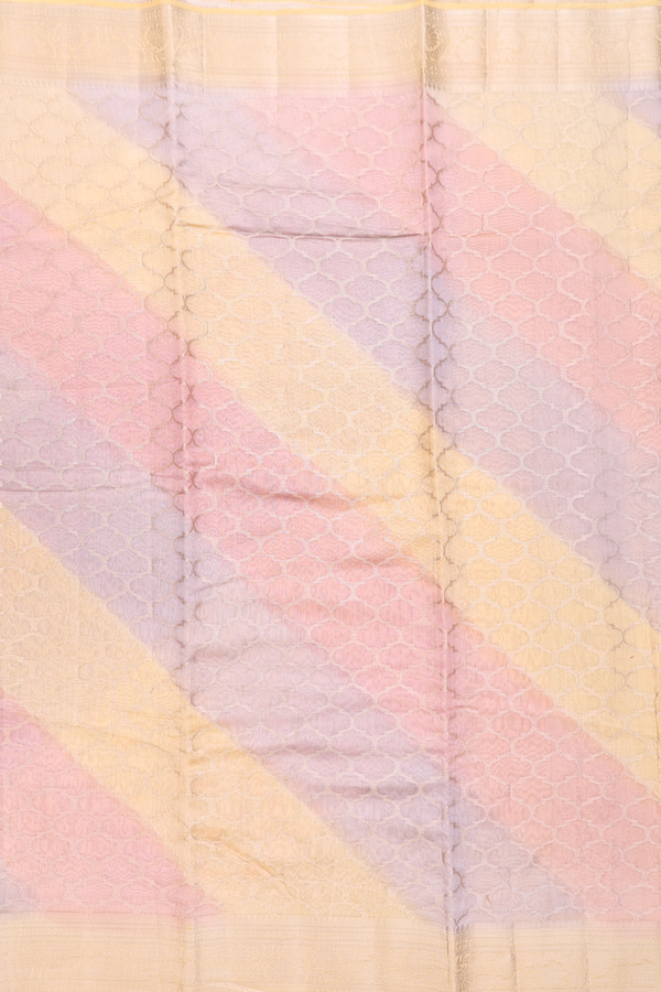 Chanderi Silk Cotton Saree In Multicolor With Scallop Design