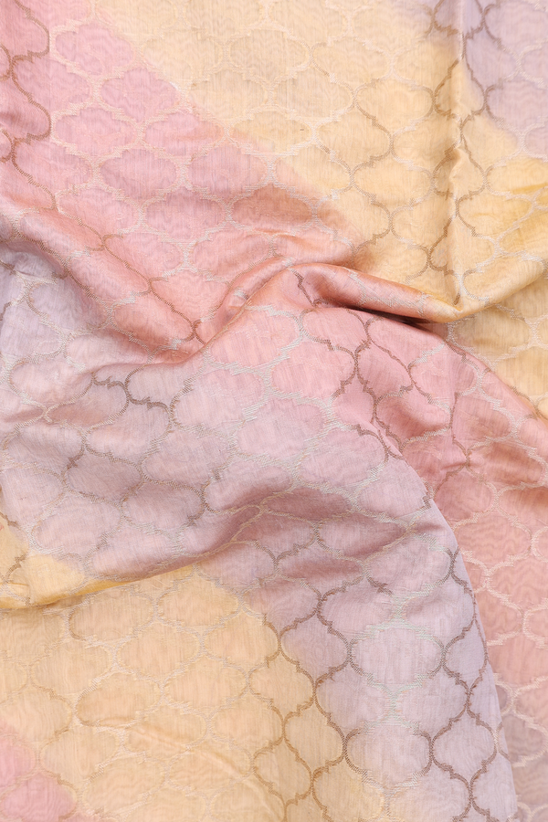Chanderi Silk Cotton Saree In Multicolor With Scallop Design