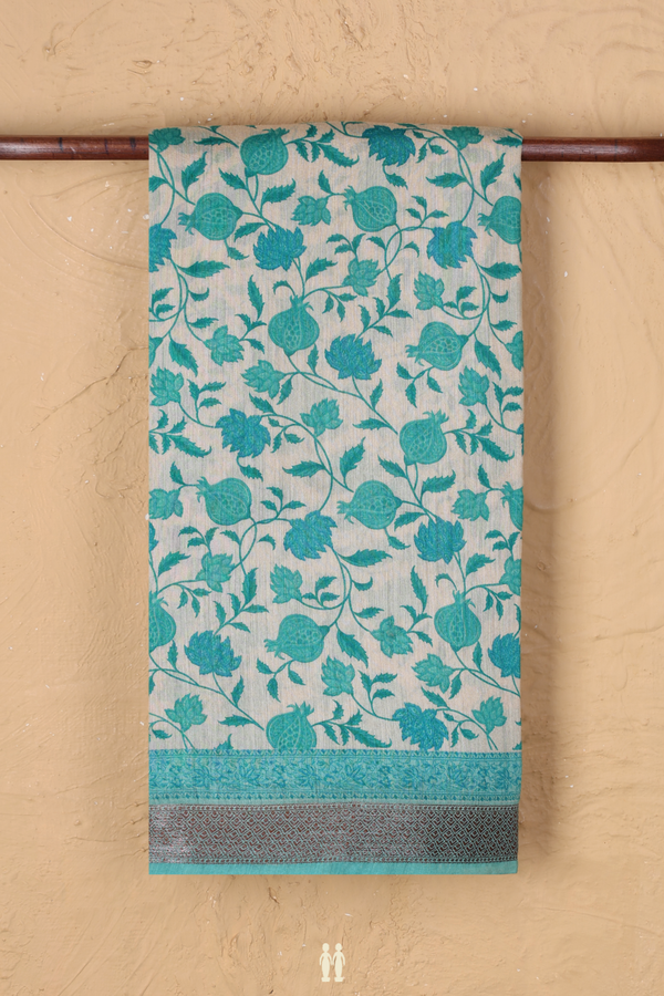 Chanderi Silk Cotton Saree In Off White With Floral Design