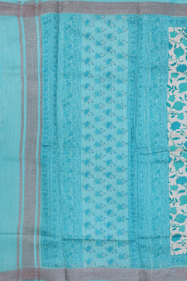 Chanderi Silk Cotton Saree In Off White With Floral Design