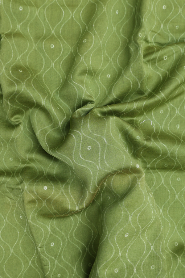 Chanderi Silk Cotton Saree In Olive Green With Shibori Design