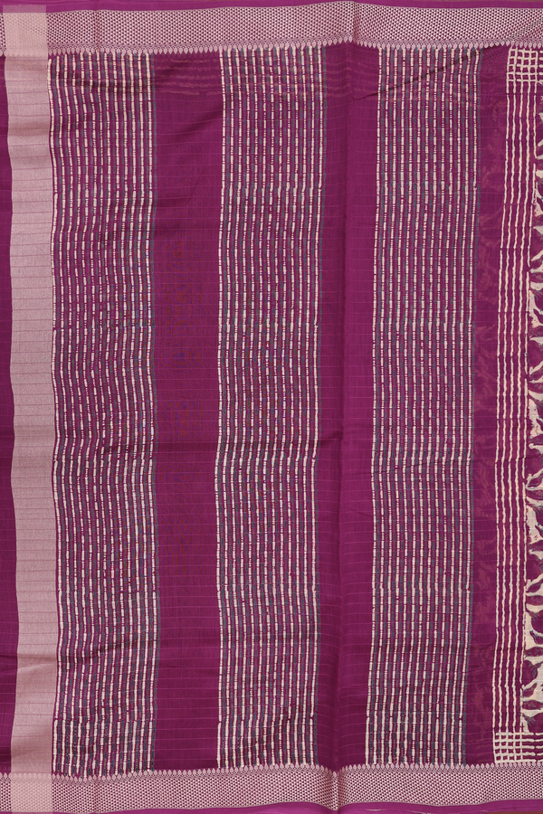 Chanderi Cotton Saree In Orange With Floral Design