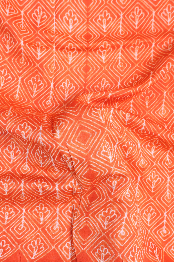 Chanderi Silk Cotton Saree In Orange With Shibori Design