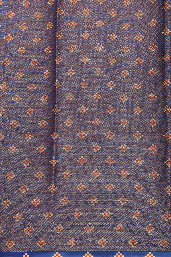 Chanderi Silk Cotton Saree In Royal Blue With Floral Design